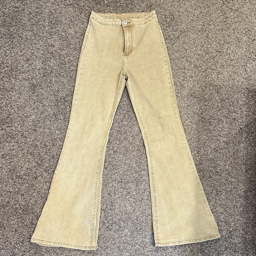 SHEIN Light Tan Flare Jeans